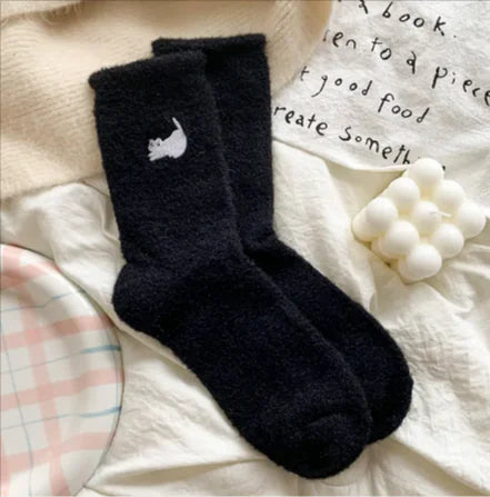 Calcetines Cálidos de Media Pierna Engrosados y con Terciopelo para Mujer