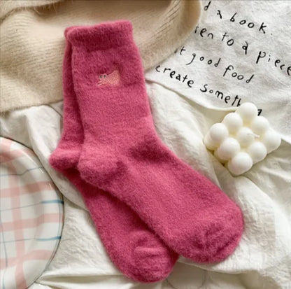 Calcetines Cálidos de Media Pierna Engrosados y con Terciopelo para Mujer