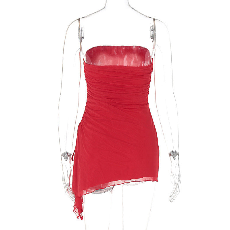 Y2K Tube-top Split Dress Estate Ins Moda Backless Abiti corti per le donne