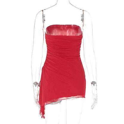 Y2K Tube-top Split Dress Estate Ins Moda Backless Abiti corti per le donne