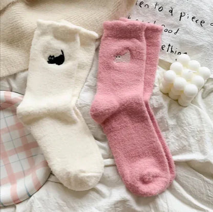 Calcetines Cálidos de Media Pierna Engrosados y con Terciopelo para Mujer