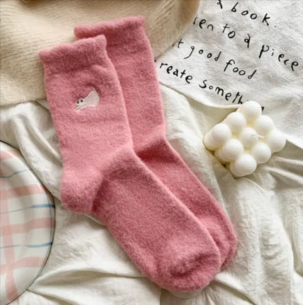 Calcetines Cálidos de Media Pierna Engrosados y con Terciopelo para Mujer