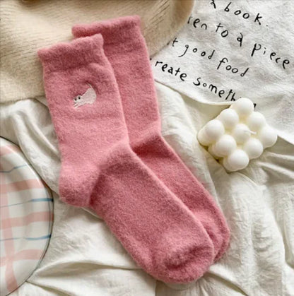Calcetines Cálidos de Media Pierna Engrosados y con Terciopelo para Mujer
