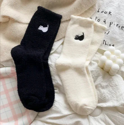 Calcetines Cálidos de Media Pierna Engrosados y con Terciopelo para Mujer