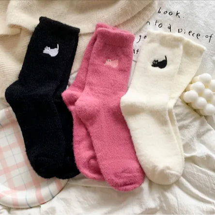 Calcetines Cálidos de Media Pierna Engrosados y con Terciopelo para Mujer