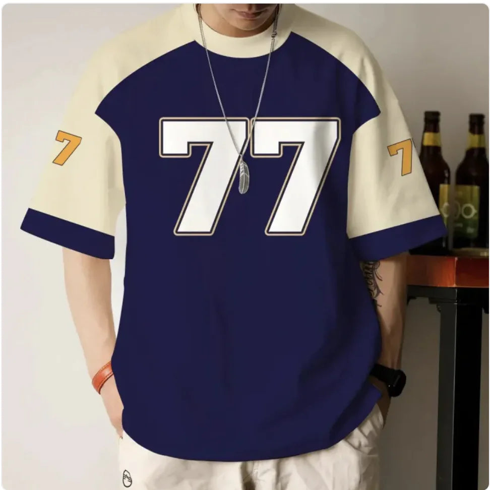 Camiseta Casual de Corte Holgado y Cuello Redondo para Hombre