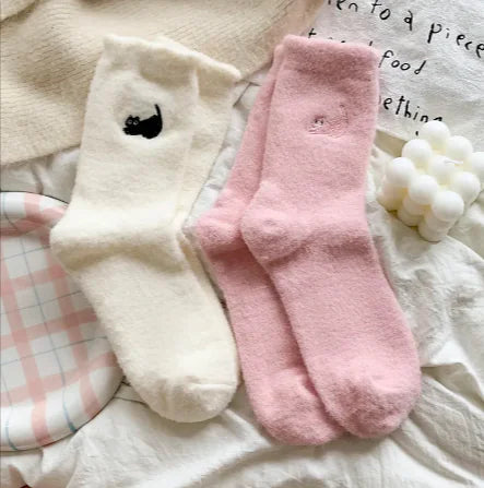 Calcetines Cálidos de Media Pierna Engrosados y con Terciopelo para Mujer