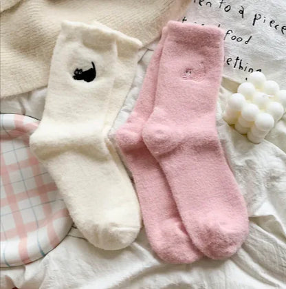 Calcetines Cálidos de Media Pierna Engrosados y con Terciopelo para Mujer