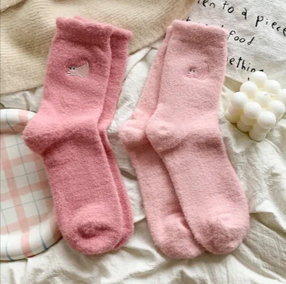Calcetines Cálidos de Media Pierna Engrosados y con Terciopelo para Mujer