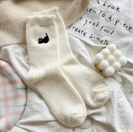 Calcetines Cálidos de Media Pierna Engrosados y con Terciopelo para Mujer