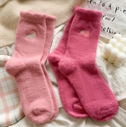 Calcetines Cálidos de Media Pierna Engrosados y con Terciopelo para Mujer