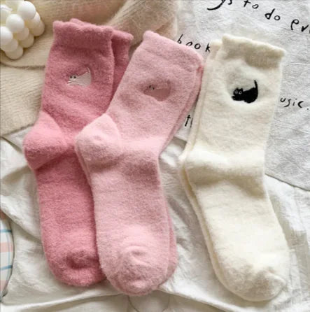 Calcetines Cálidos de Media Pierna Engrosados y con Terciopelo para Mujer